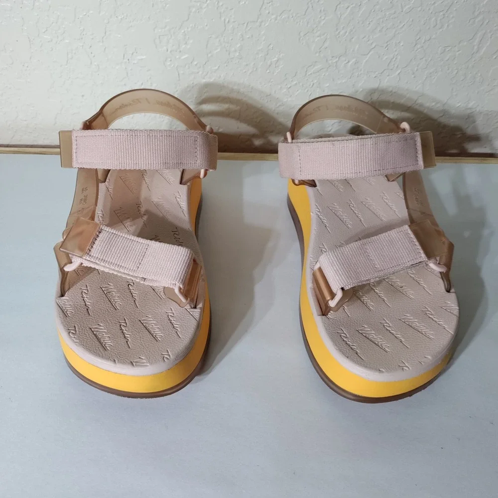 Melissa x Rider Papete Platform Sandals Pink Yellow Chunky Strappy 32298